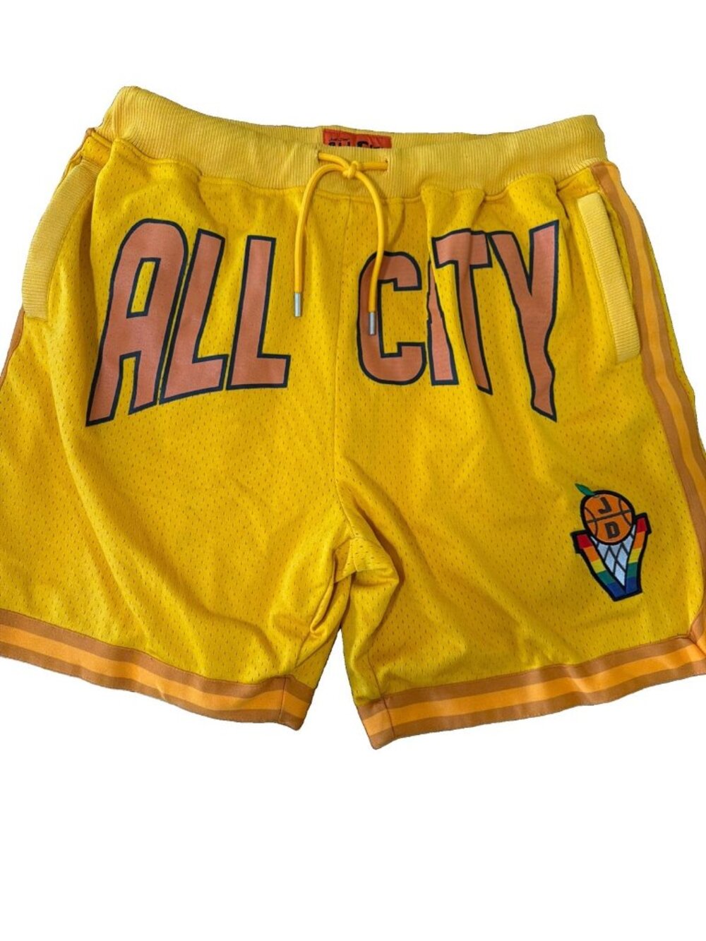 Just Don 'All City' Deluxe Mesh Basketball Shorts Yellow Mens Size XL